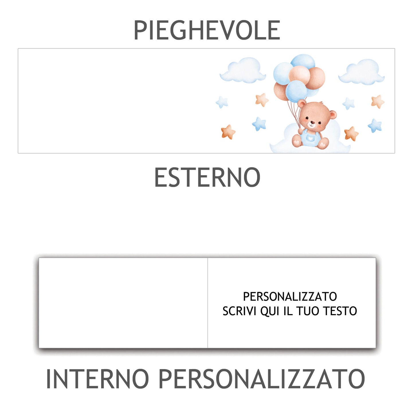 100 Bigliettini Bomboniera Pieghevole Personalizzato, Bigliettino Bomboniera Personalizzato con Nome e Data, tutto incluso, pronti per essere usati (Modello 14)