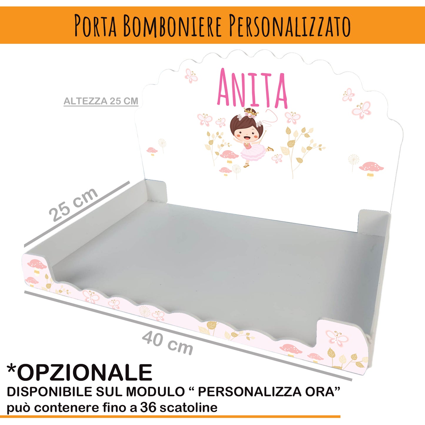 Pz 16 Scatola Portaconfetti personalizzata, nastrino incluso | Nica Modello 49 Bimba