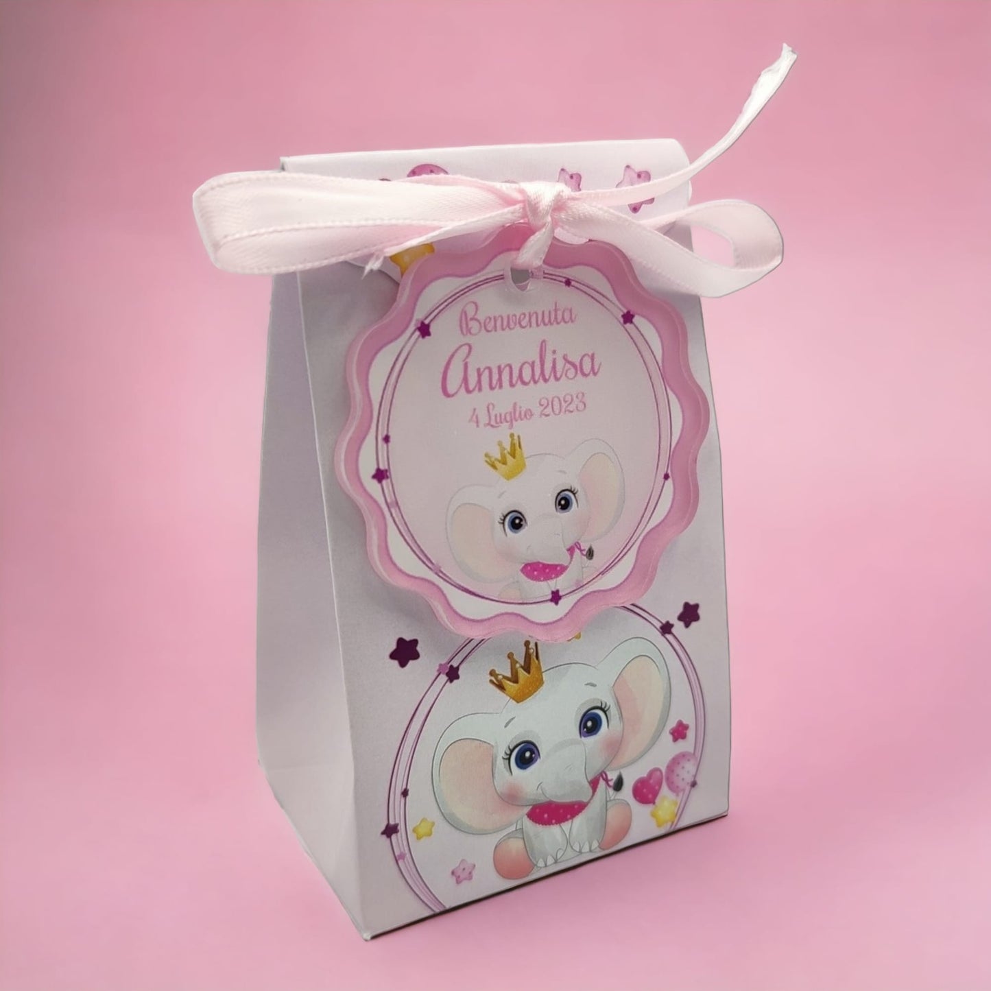 Calamita Personalizzata per Bomboniera Nascita o Battesimo da 24 pz (Elefantino 57) | Spedizione Gratuita
