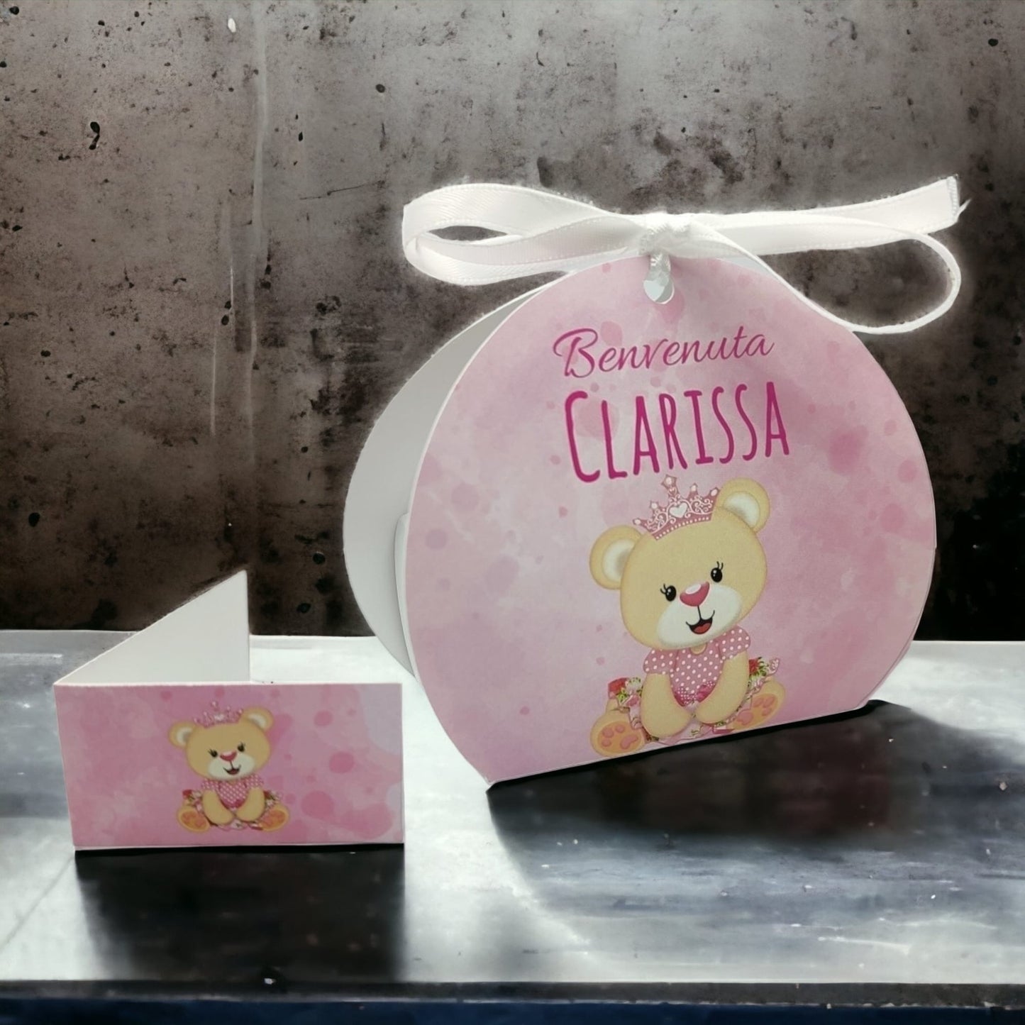 Scatola Portaconfetti personalizzata con Bigliettino | mod. Orsetto Bimba