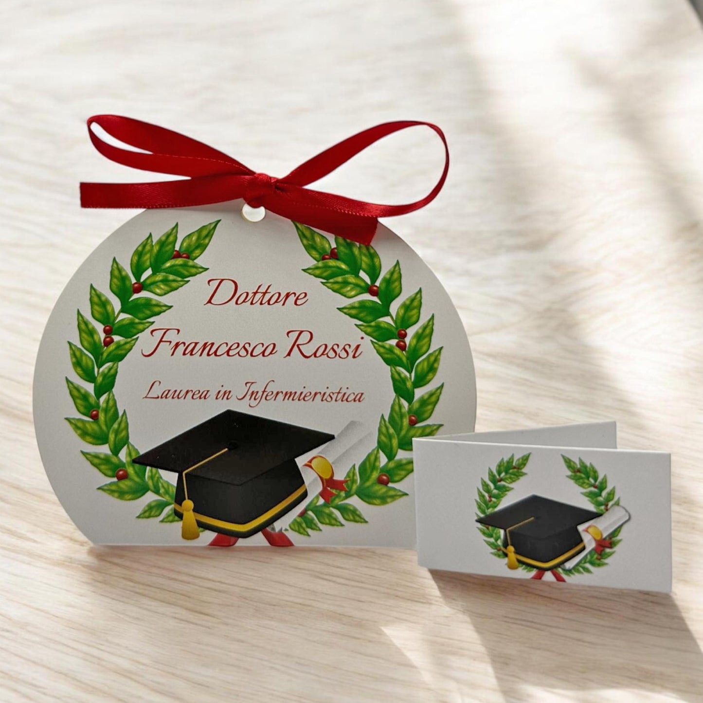 24 + 24 Scatola Bomboniera Portaconfetti Laurea Personalizzata 24 scatole + 24 Bigliettini, nastrino incluso | Tunna L8
