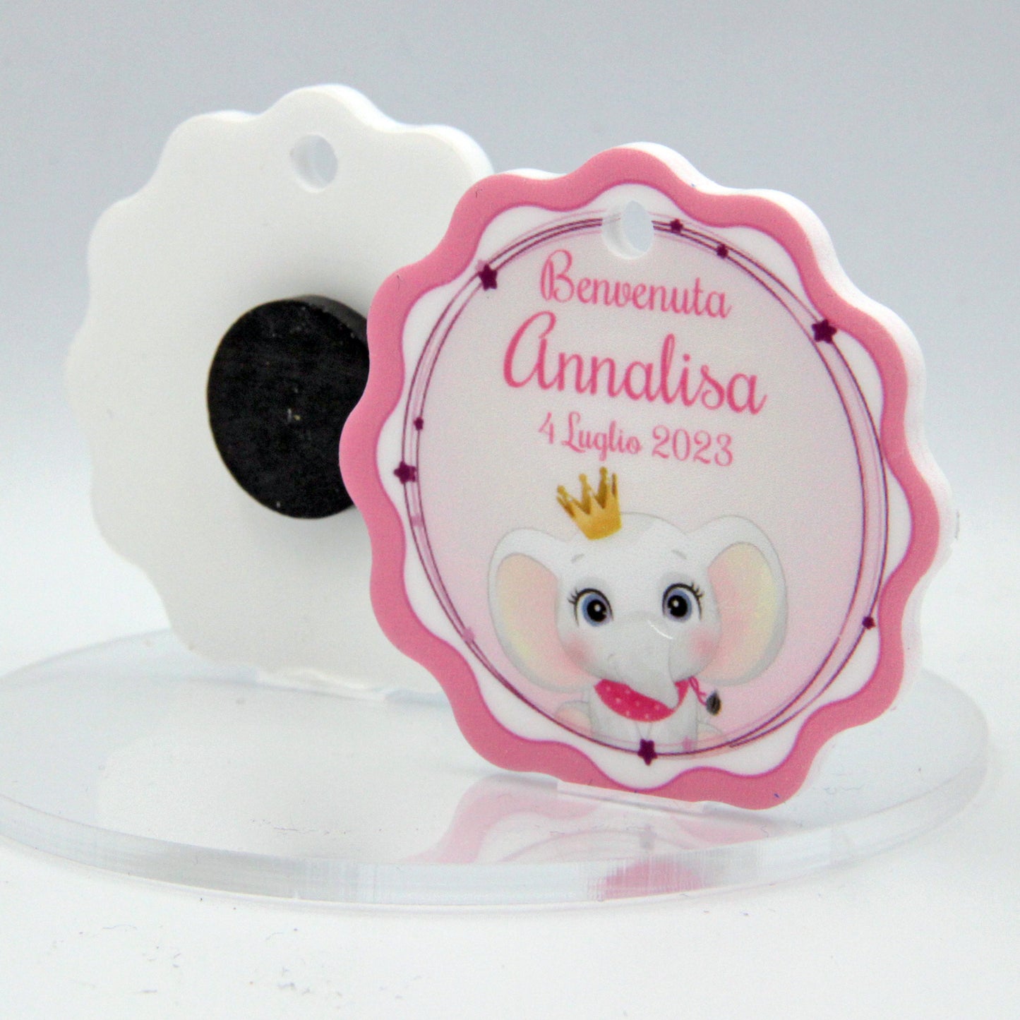 Calamita Personalizzata per Bomboniera Nascita o Battesimo da 24 pz (Elefantino 57) | Spedizione Gratuita