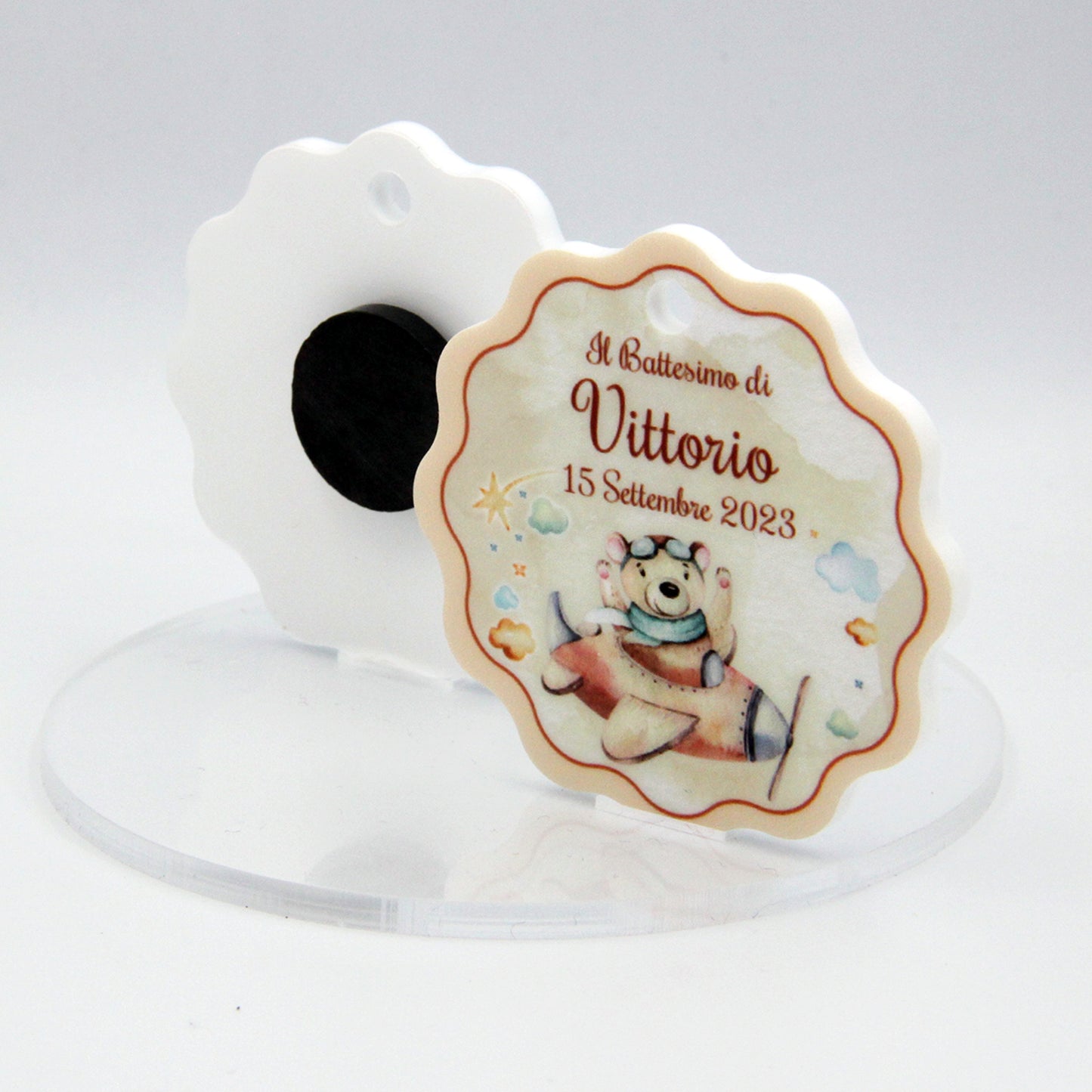 Calamita Personalizzata per Bomboniera Nascita o Battesimo da 24 pz (Aereo 27) | Spedizione Gratuita