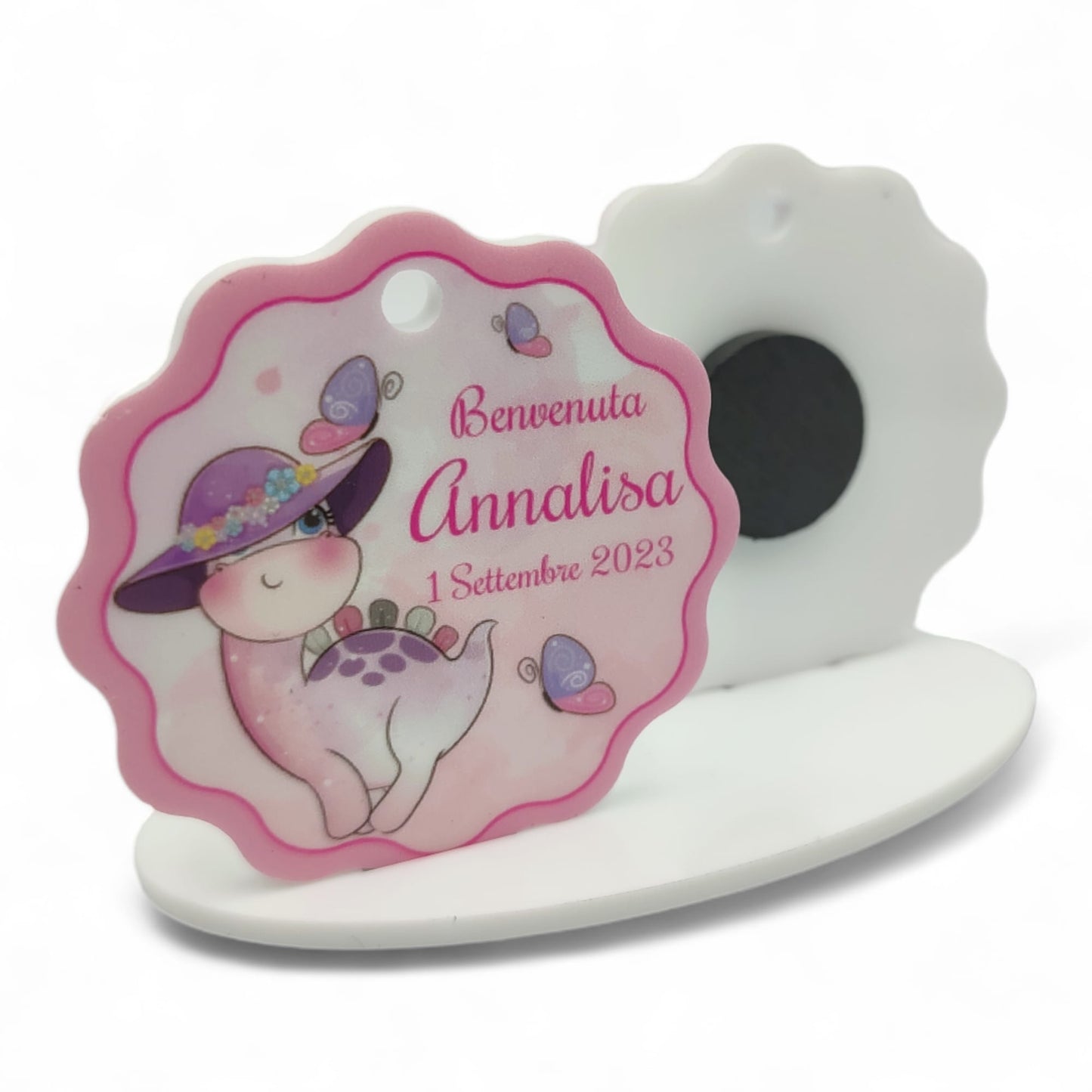 Calamita Personalizzata per Bomboniera Nascita o Battesimo da 24 pz (Dinosauro 13) | Spedizione Gratuita