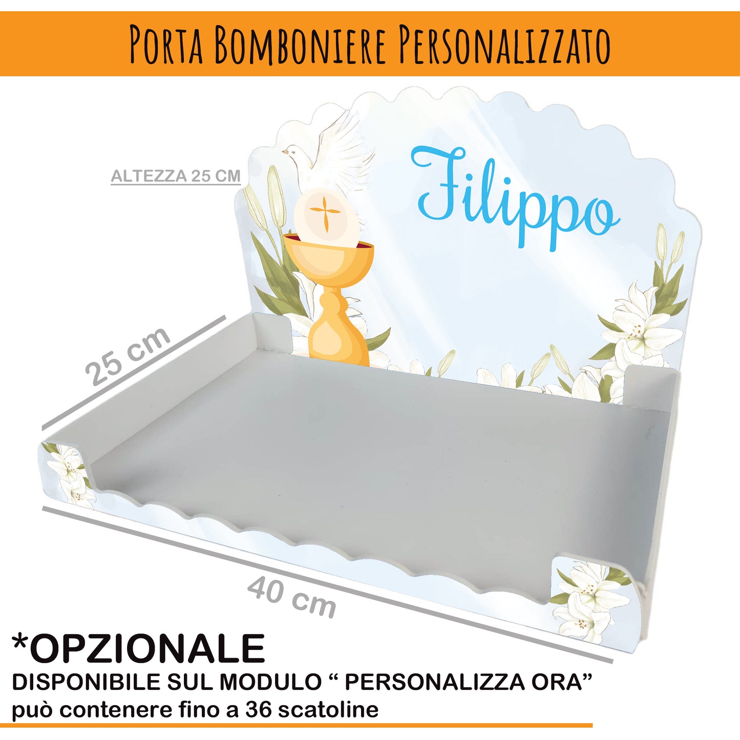 Pz 16 Scatola Portaconfetti personalizzata Prima Comunione, nastrino incluso | Nica 09 C