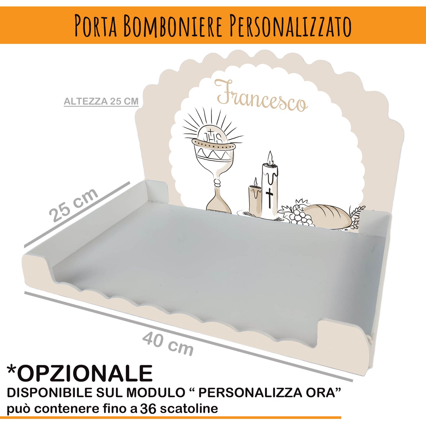 Pz 16 Scatola Portaconfetti personalizzata Prima Comunione, nastrino incluso | Nica 04 C