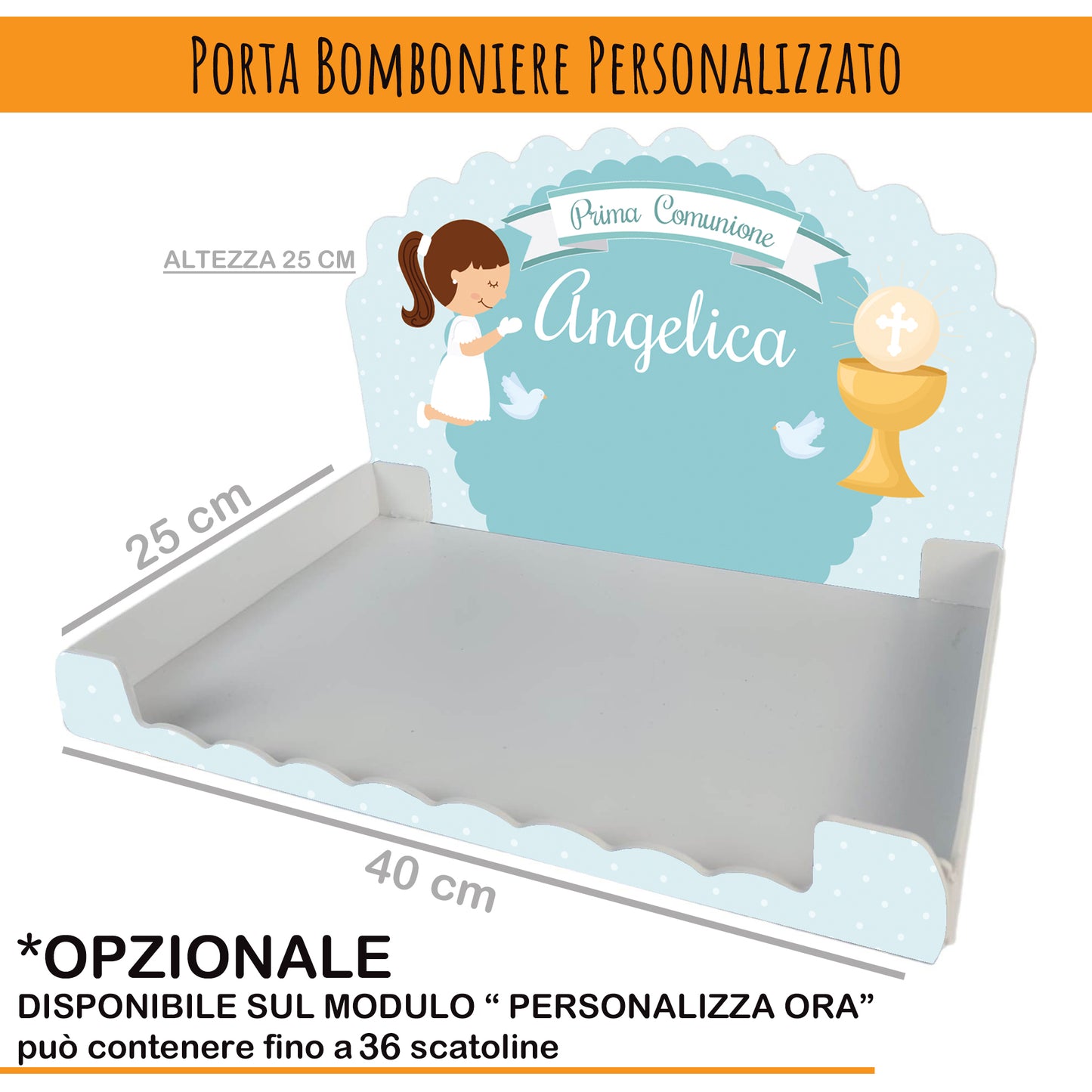 Pz 16 Scatola Portaconfetti personalizzata Prima Comunione, nastrino incluso | Nica 02 C