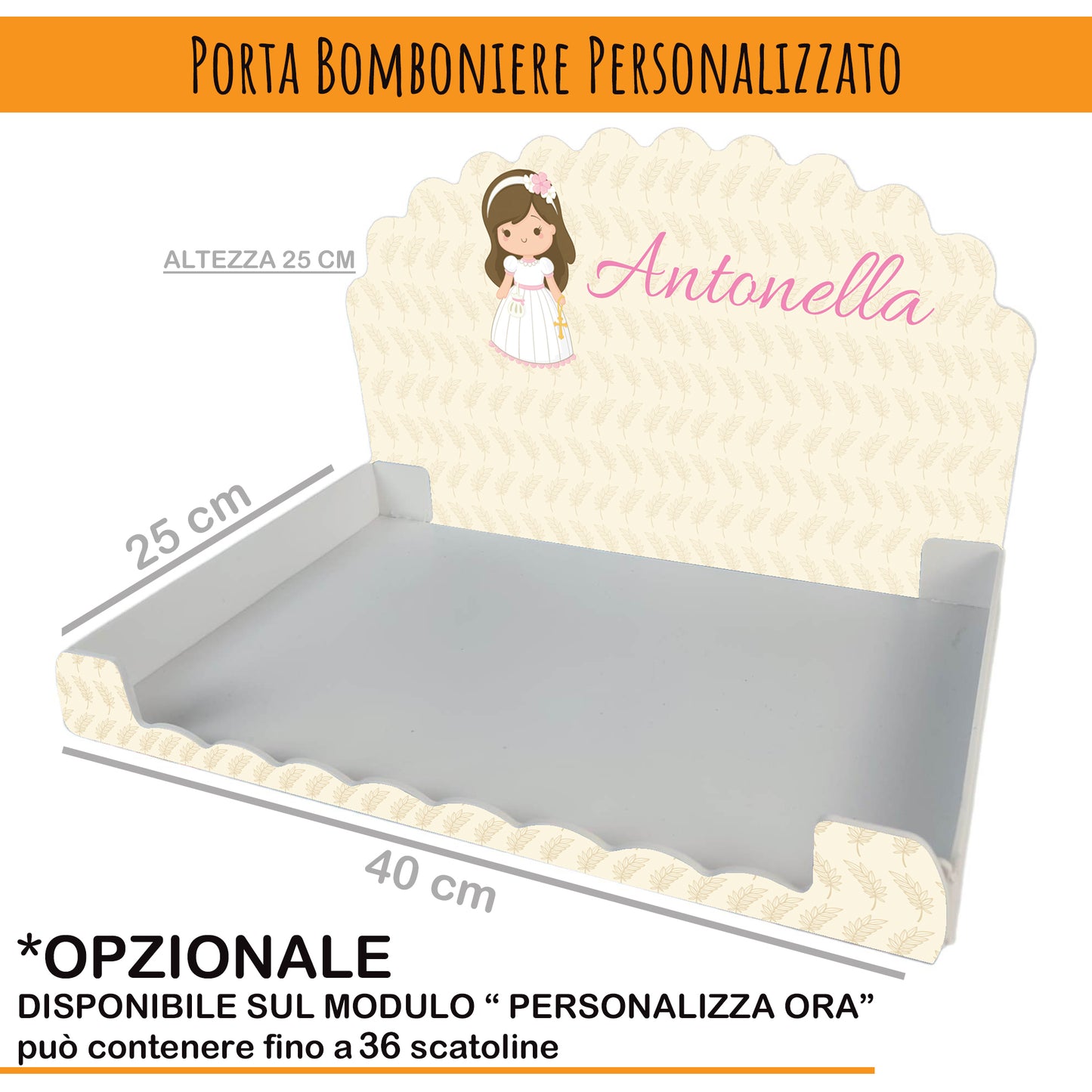 Pz 16 Scatola Portaconfetti personalizzata Prima Comunione, nastrino incluso | Nica 03 C