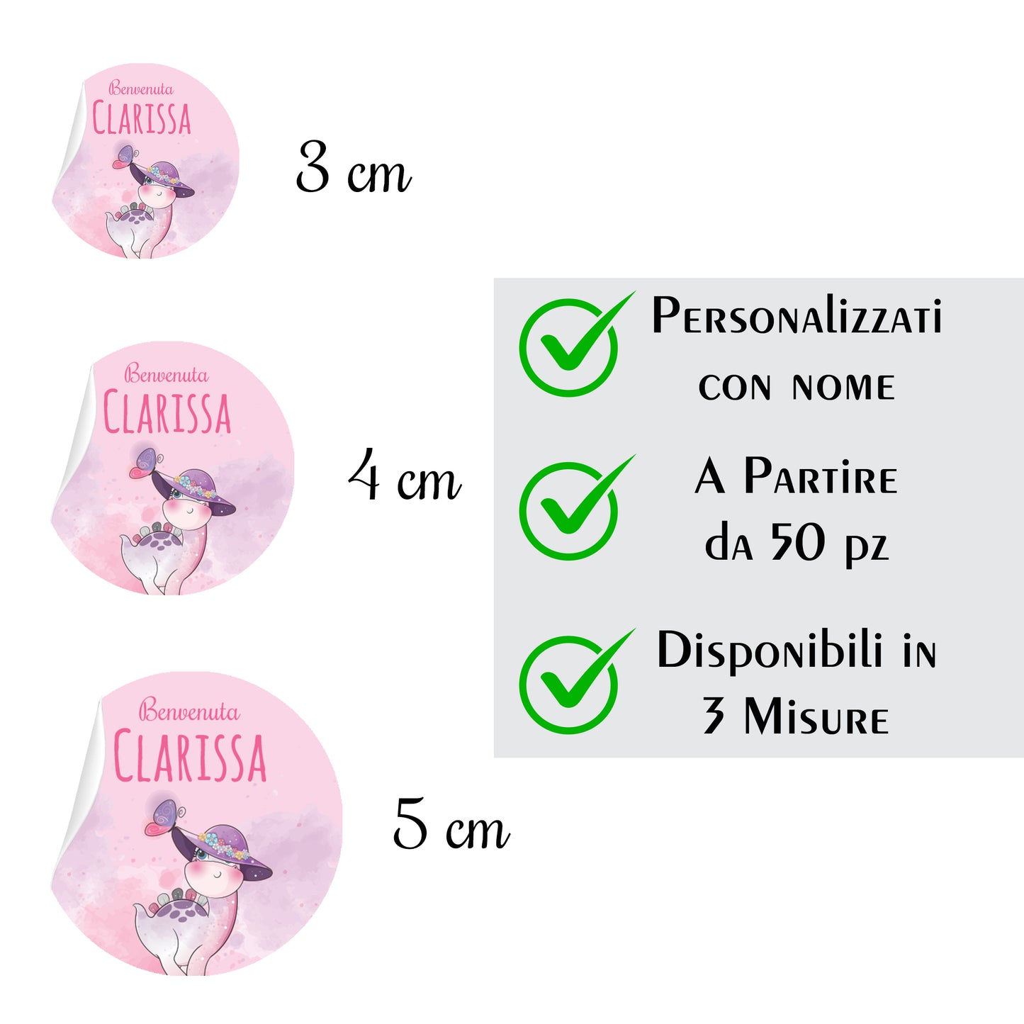 Tag Adesivi Personalizzati, Etichette Adesive per Battesimo e Nascita personalizzati Scegli la tua Misura e Personalizza (Modello 13)
