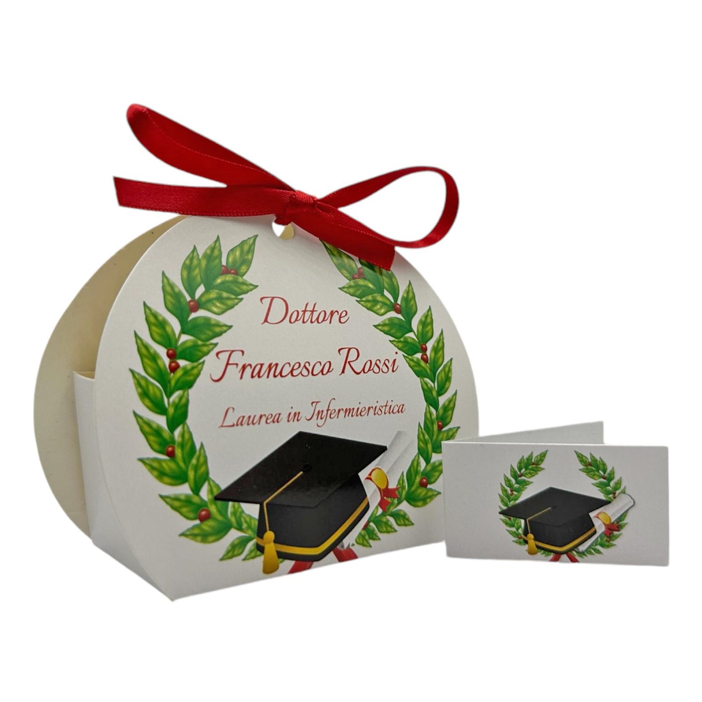 24 + 24 Scatola Bomboniera Portaconfetti Laurea Personalizzata 24 scatole + 24 Bigliettini, nastrino incluso | Tunna L8