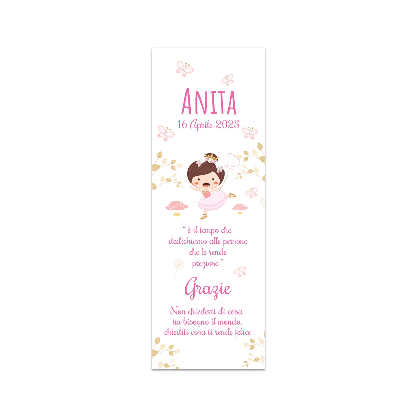 Segnaposto Battesimo Personalizzato in Cartoncino Martellato 15x5 | Bimba 49