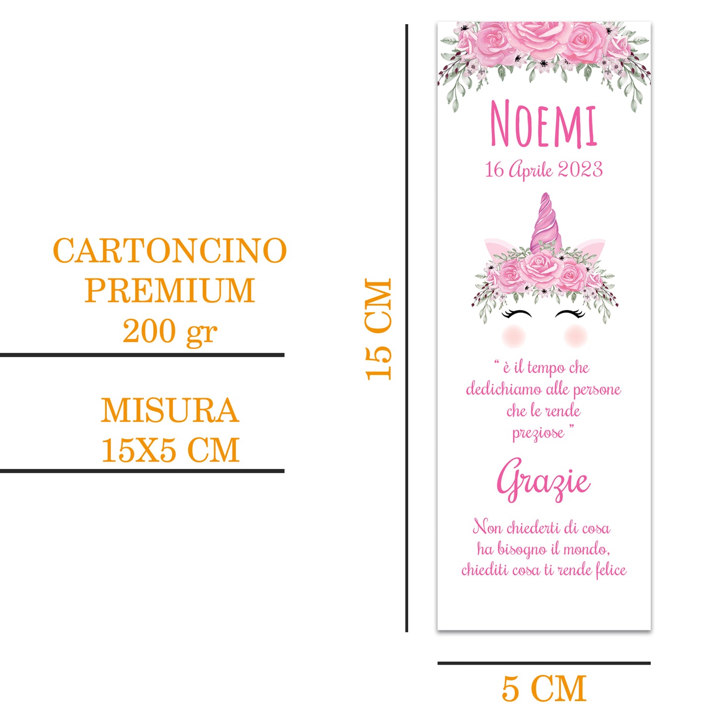 Segnaposto Battesimo Personalizzato in Cartoncino Martellato 15x5 | Modello 66