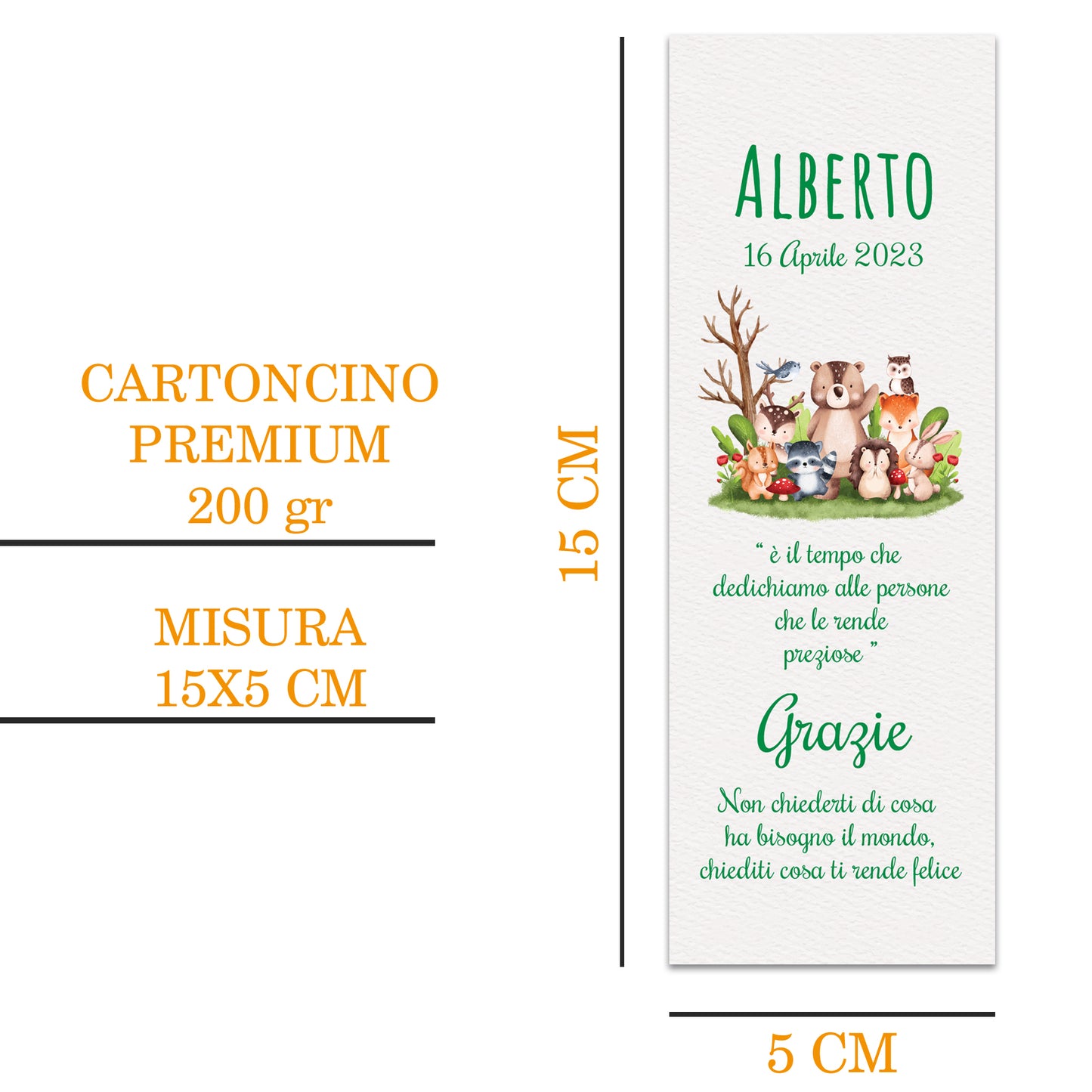 Segnaposto Battesimo Personalizzato in Cartoncino Martellato 15x5 | Modello 58