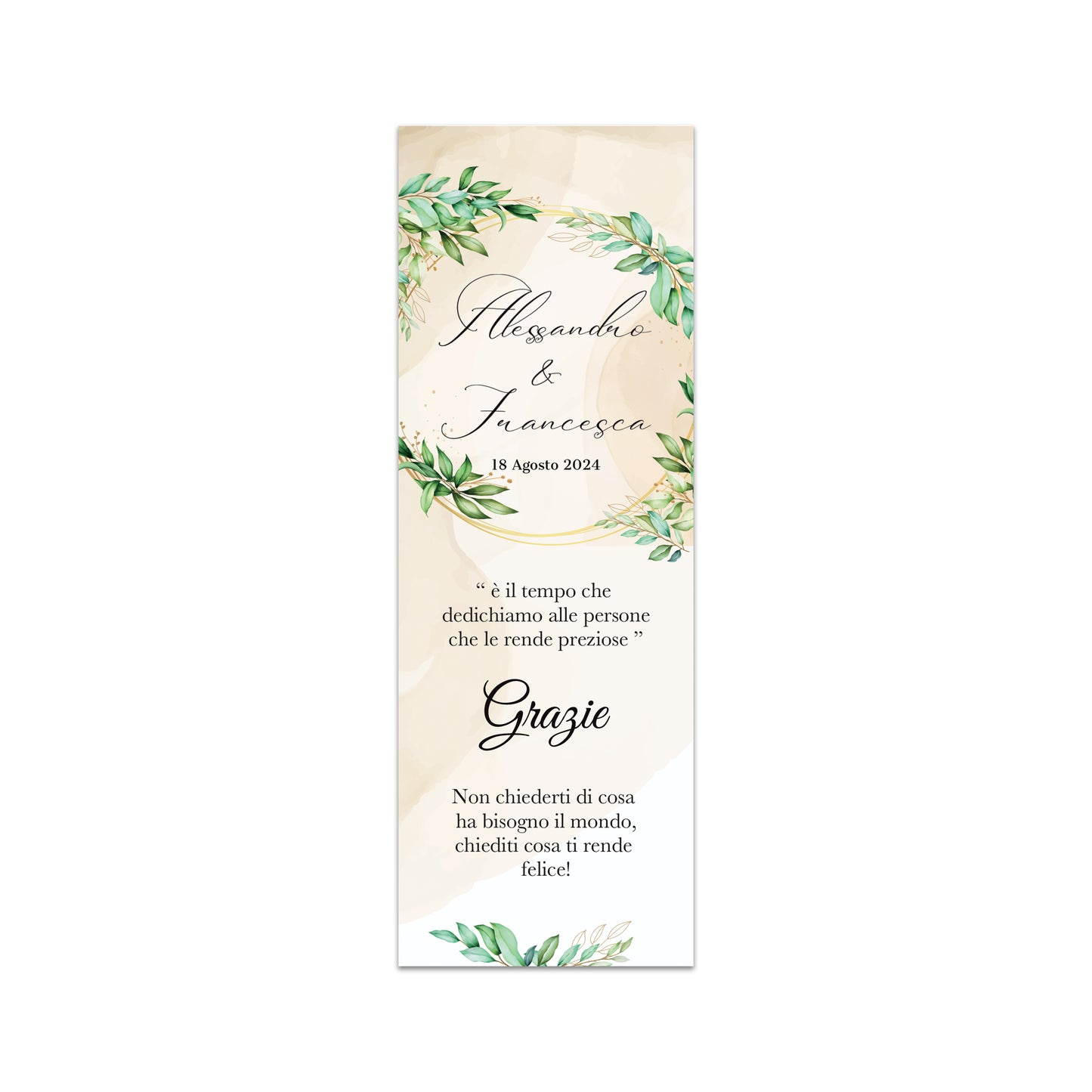 Segnaposto Matrimonio Personalizzato in Cartoncino Martellato 15x5 | Matrimonio 09