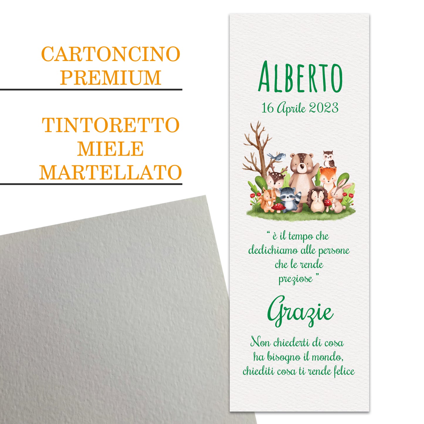 Segnaposto Battesimo Personalizzato in Cartoncino Martellato 15x5 | Modello 58