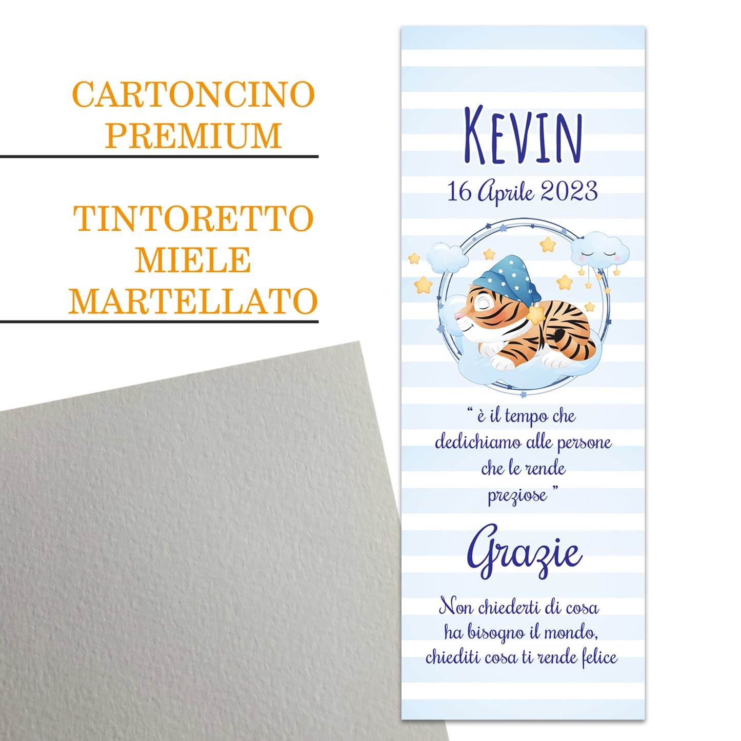 Segnaposto Battesimo Personalizzato in Cartoncino Martellato 15x5 | Modello 55