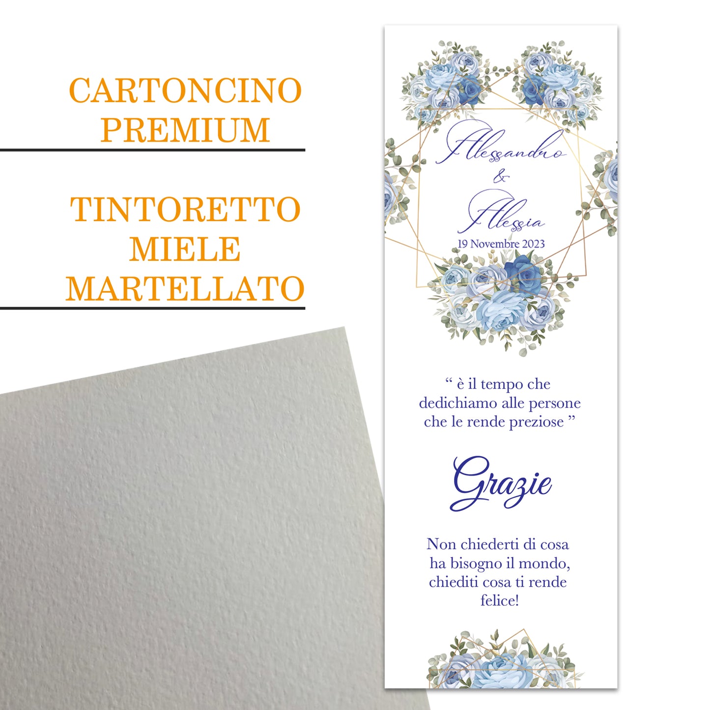 Segnaposto Matrimonio Personalizzato in Cartoncino Martellato 15x5 | Matrimonio 04