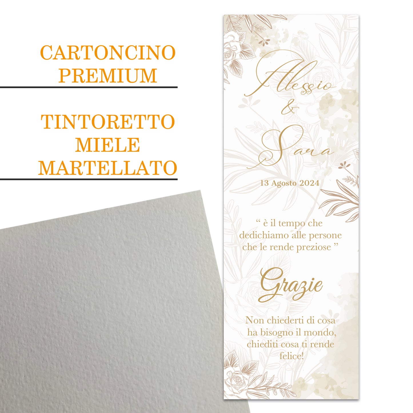 Segnaposto Matrimonio Personalizzato in Cartoncino Martellato 15x5 | Matrimonio 17