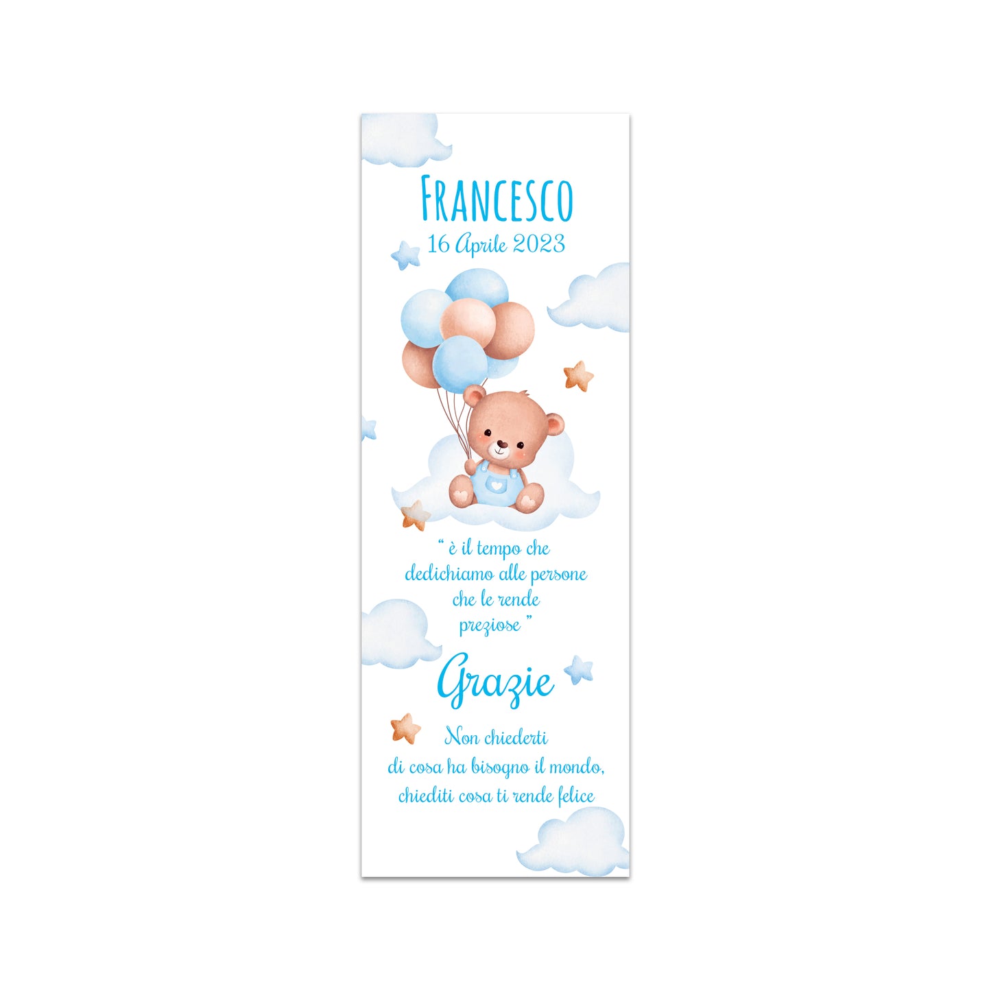 Segnaposto Battesimo Personalizzato in Cartoncino Martellato 15x5 | Bimbo 14