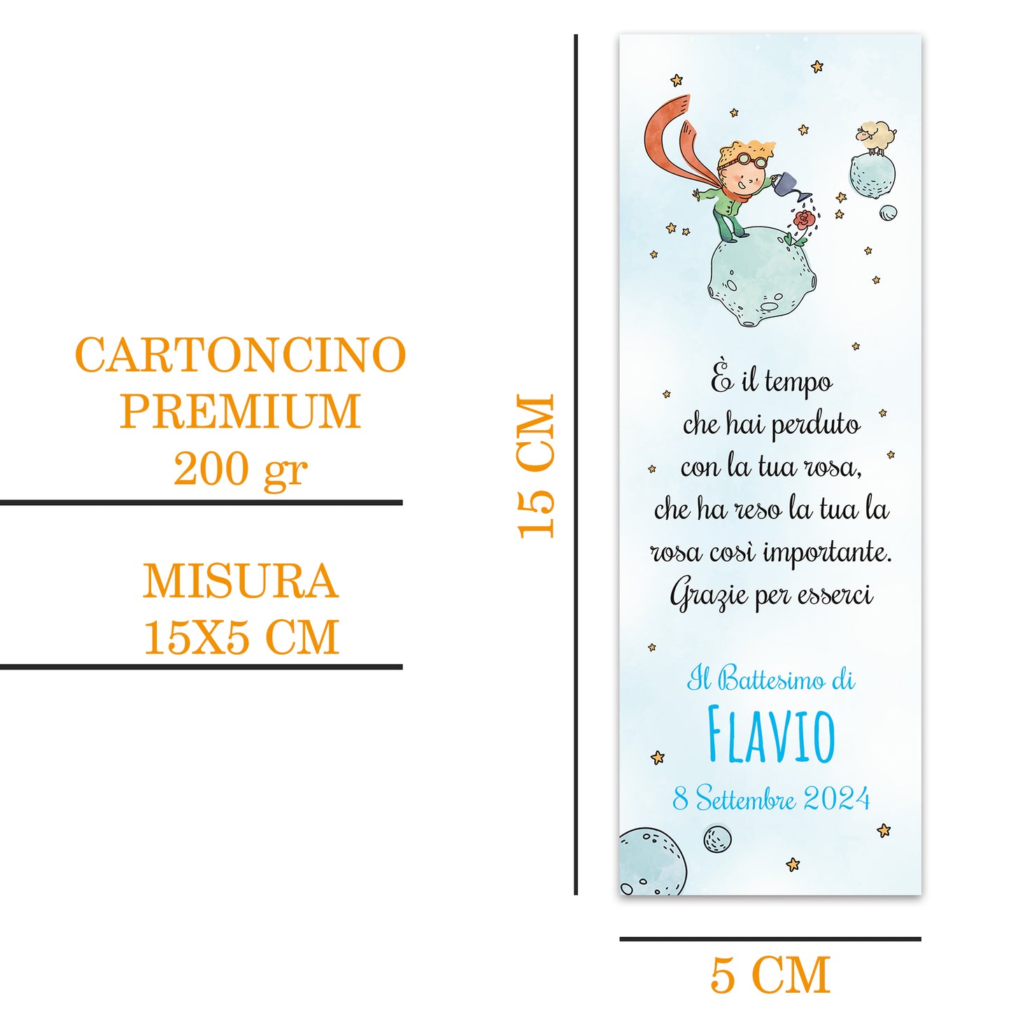 Segnaposto Battesimo Personalizzato in Cartoncino Martellato 15x5 | P.P 02