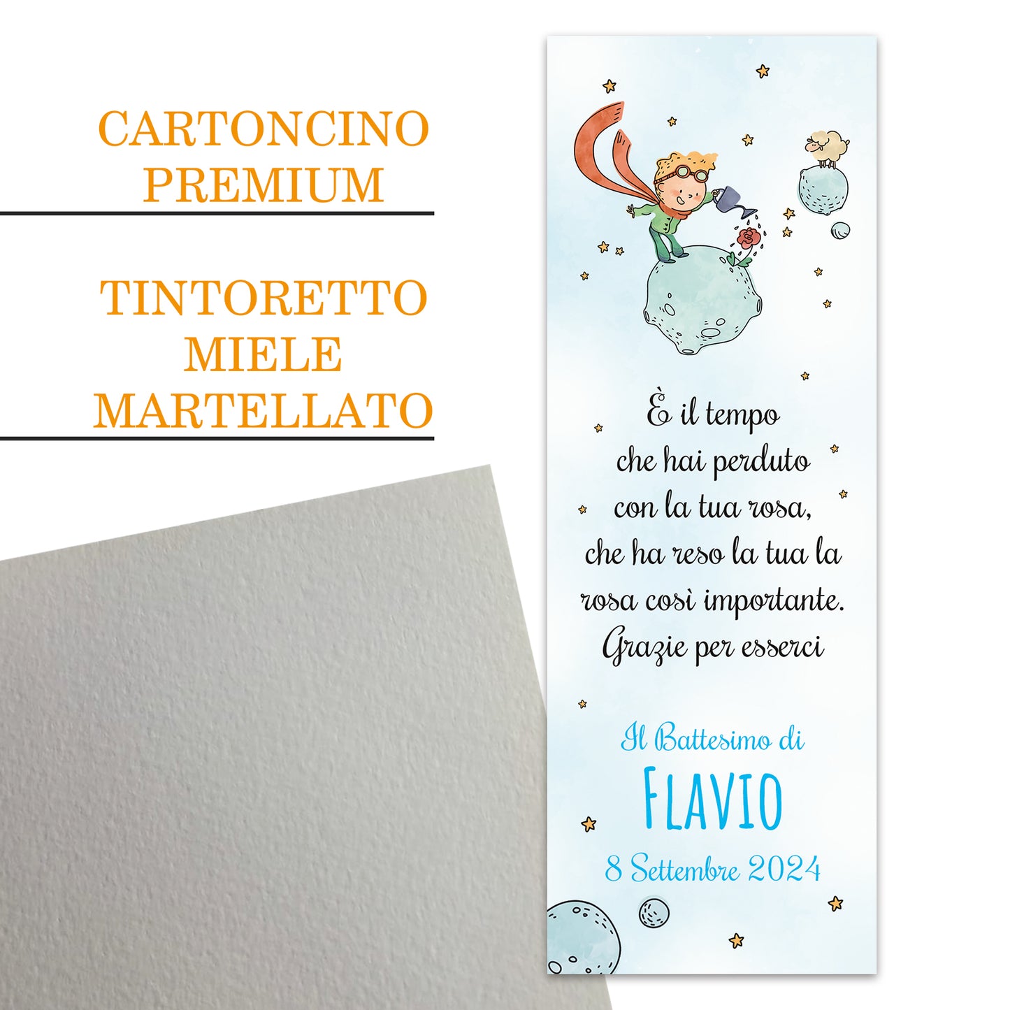 Segnaposto Battesimo Personalizzato in Cartoncino Martellato 15x5 | P.P 02
