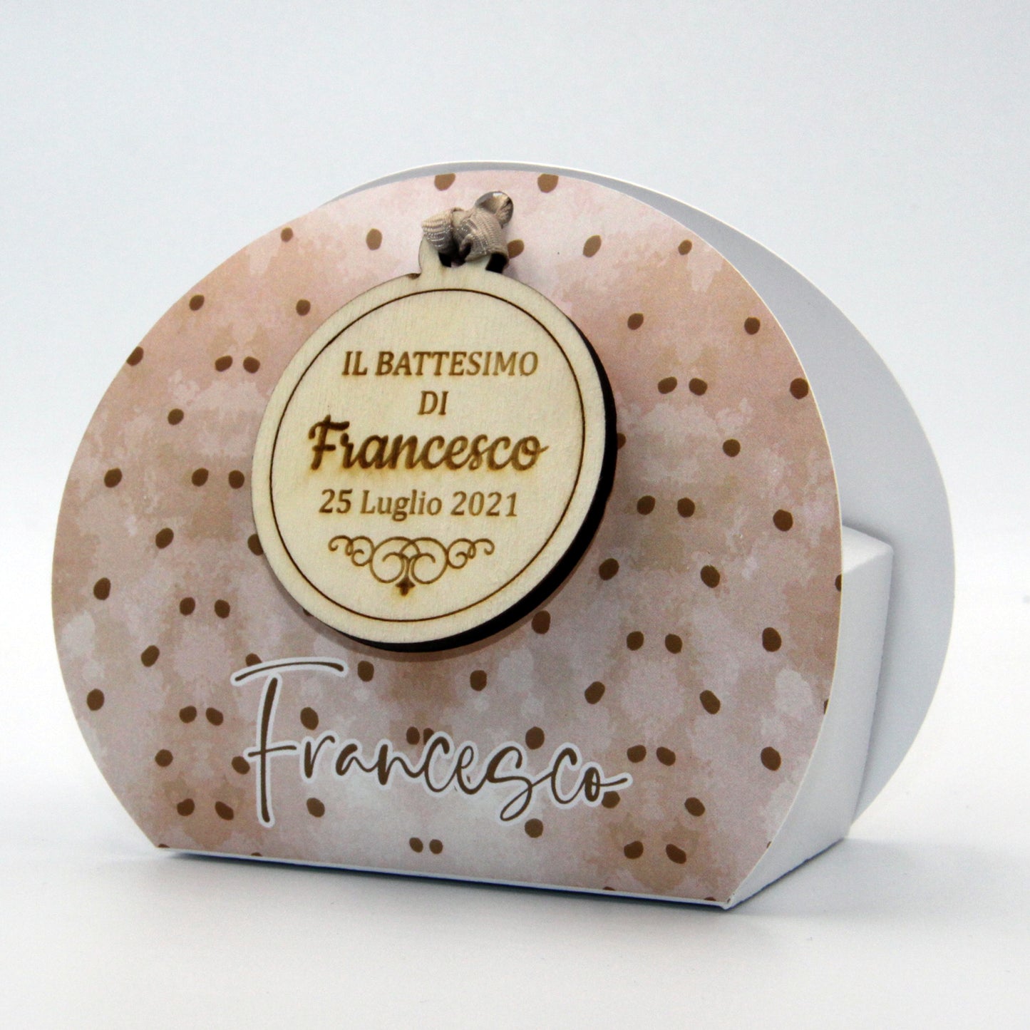 Tag in Legno Personalizzato per Bomboniera, Scatola, Sacchettino | Tondo mod. 1