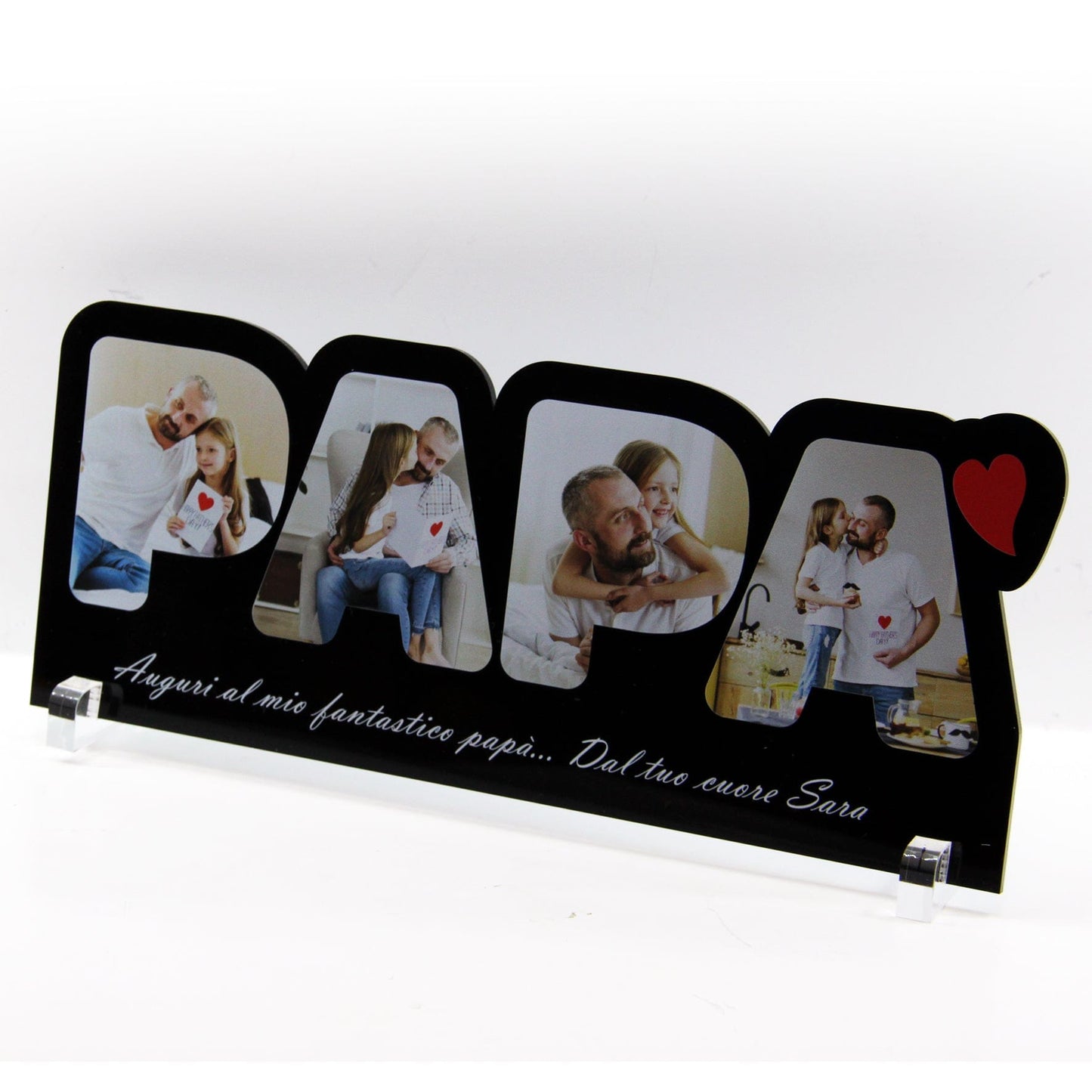 PVGRAFIKWEB QUADRO IN PLEXIGLASS NERO FESTA DEL PAPÀ 4 foto 25x10 | Spedizione Gratuita