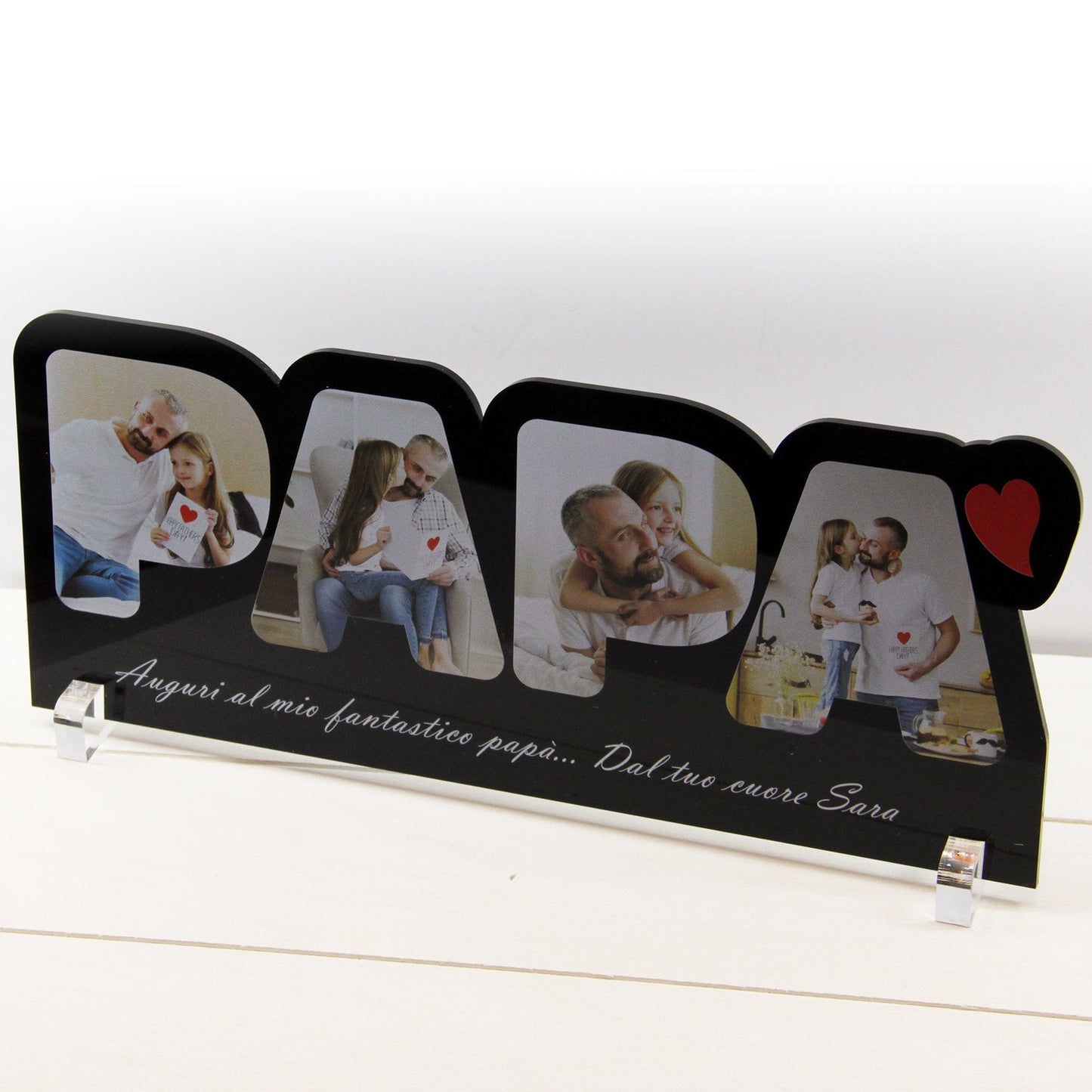 PVGRAFIKWEB QUADRO IN PLEXIGLASS NERO FESTA DEL PAPÀ 4 foto 25x10 | Spedizione Gratuita
