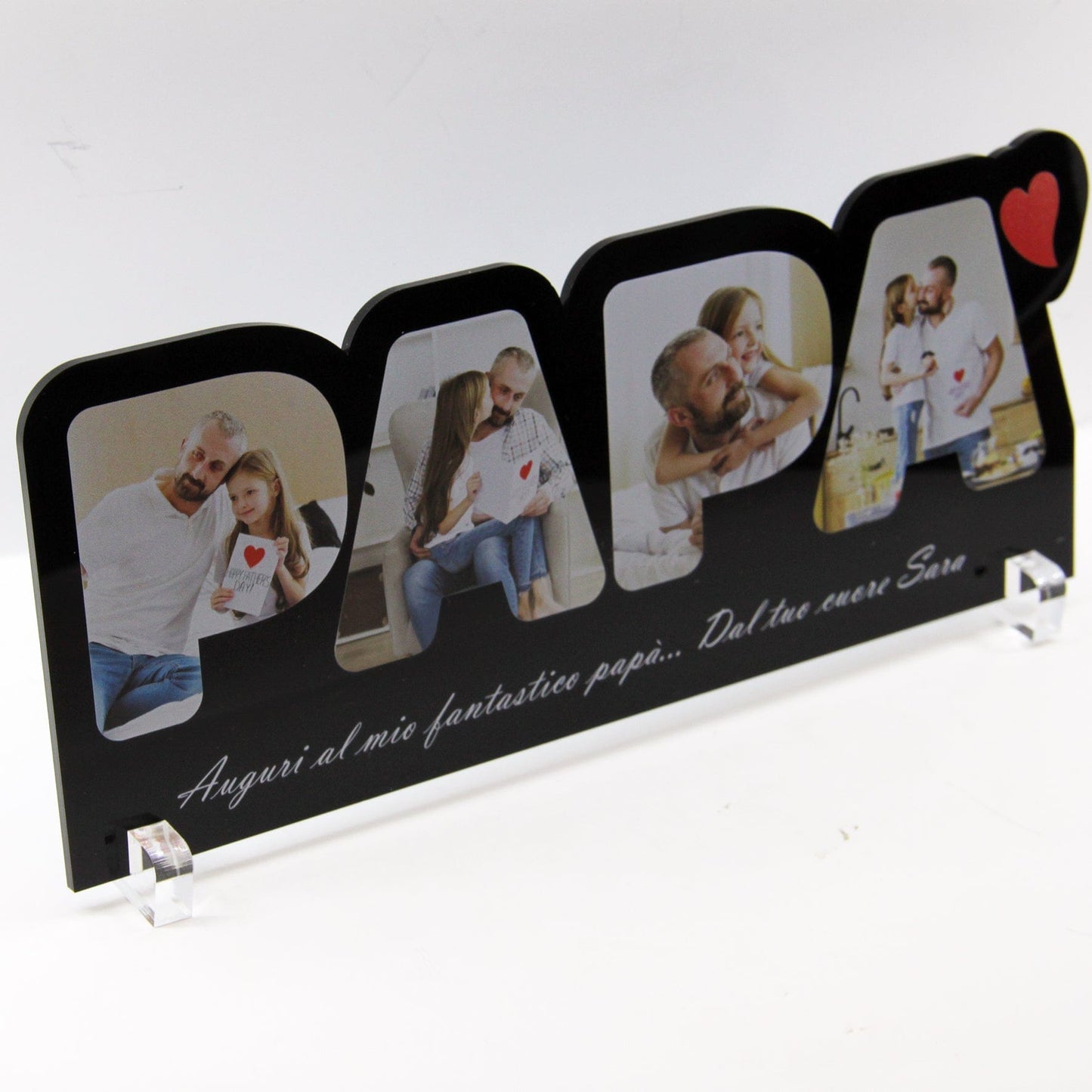 PVGRAFIKWEB QUADRO IN PLEXIGLASS NERO FESTA DEL PAPÀ 4 foto 25x10 | Spedizione Gratuita