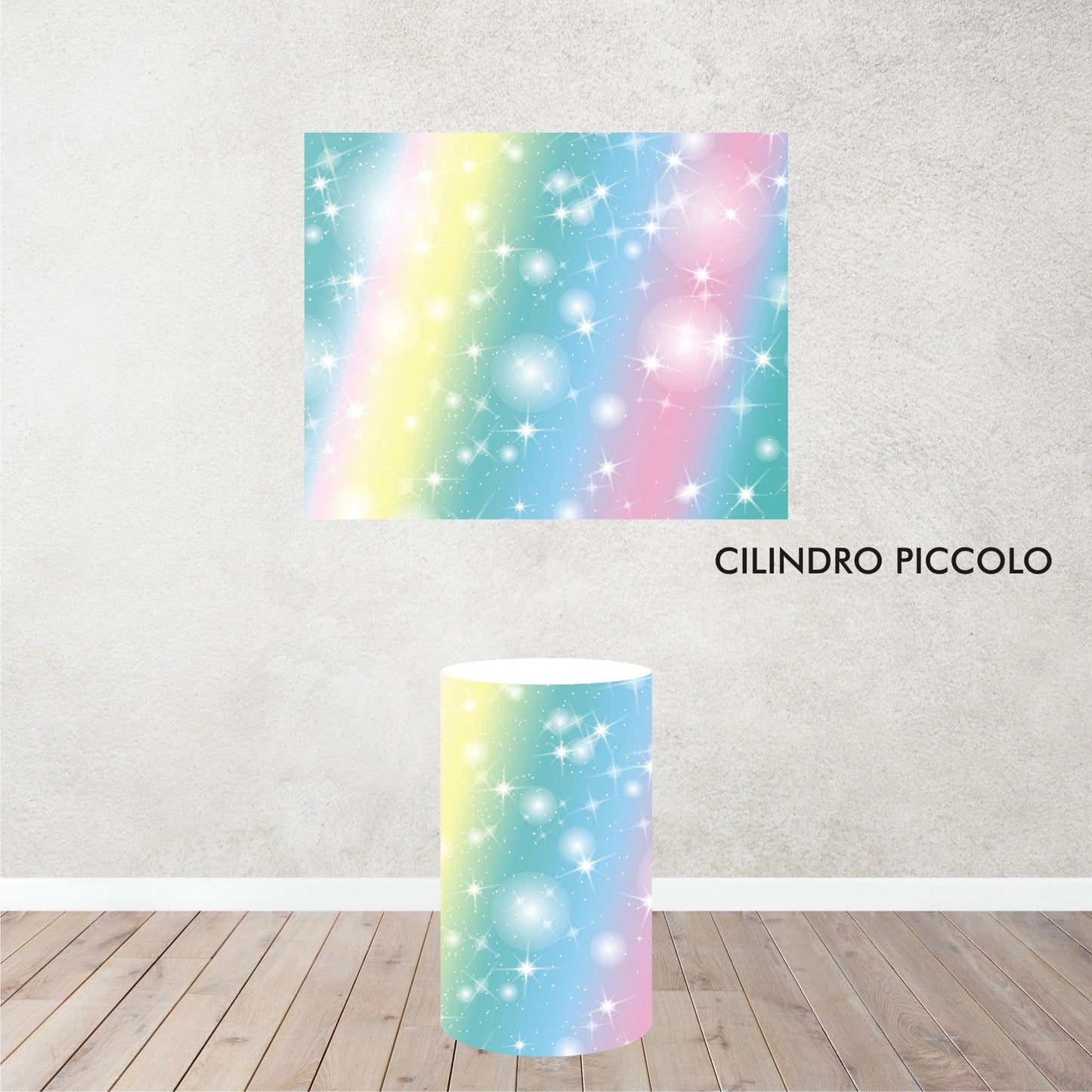 PVGRAFIKWEB RIVESTIMENTO CILINDRI IN POLISTIROLO DA PERSONALIZZARE TEMA UNICORNO Mod. 1