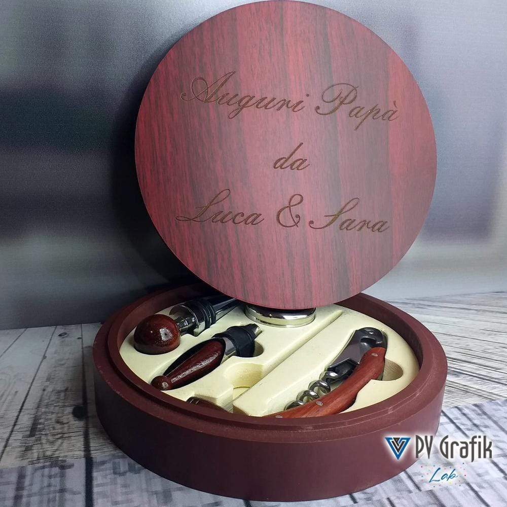 PVGRAFIKWEB Set vino in legno personalizzato con incisione | dedica personalizzata
