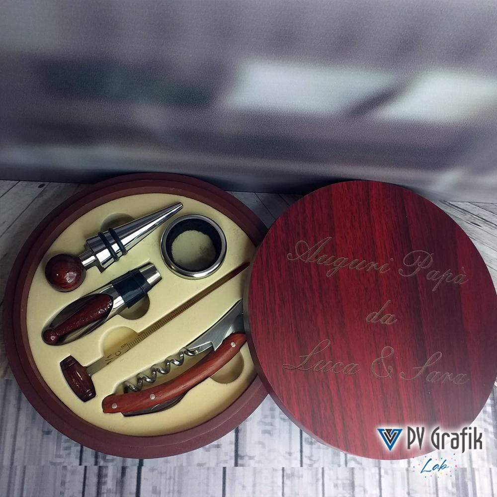 PVGRAFIKWEB Set vino in legno personalizzato con incisione | dedica personalizzata