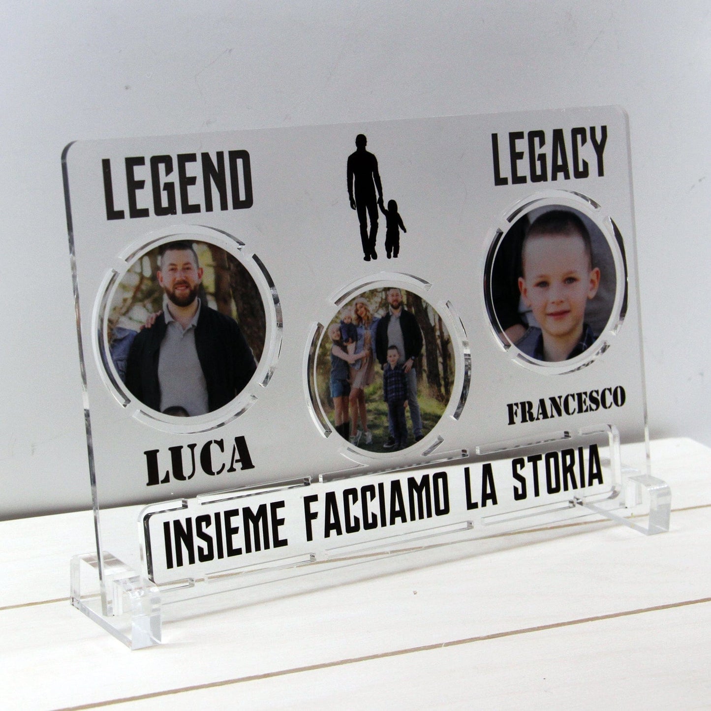 PVGRAFIKWEB Targa festa del papà in plexiglass con foto " LEGEND & LEGACY " | Spedizione Gratuita