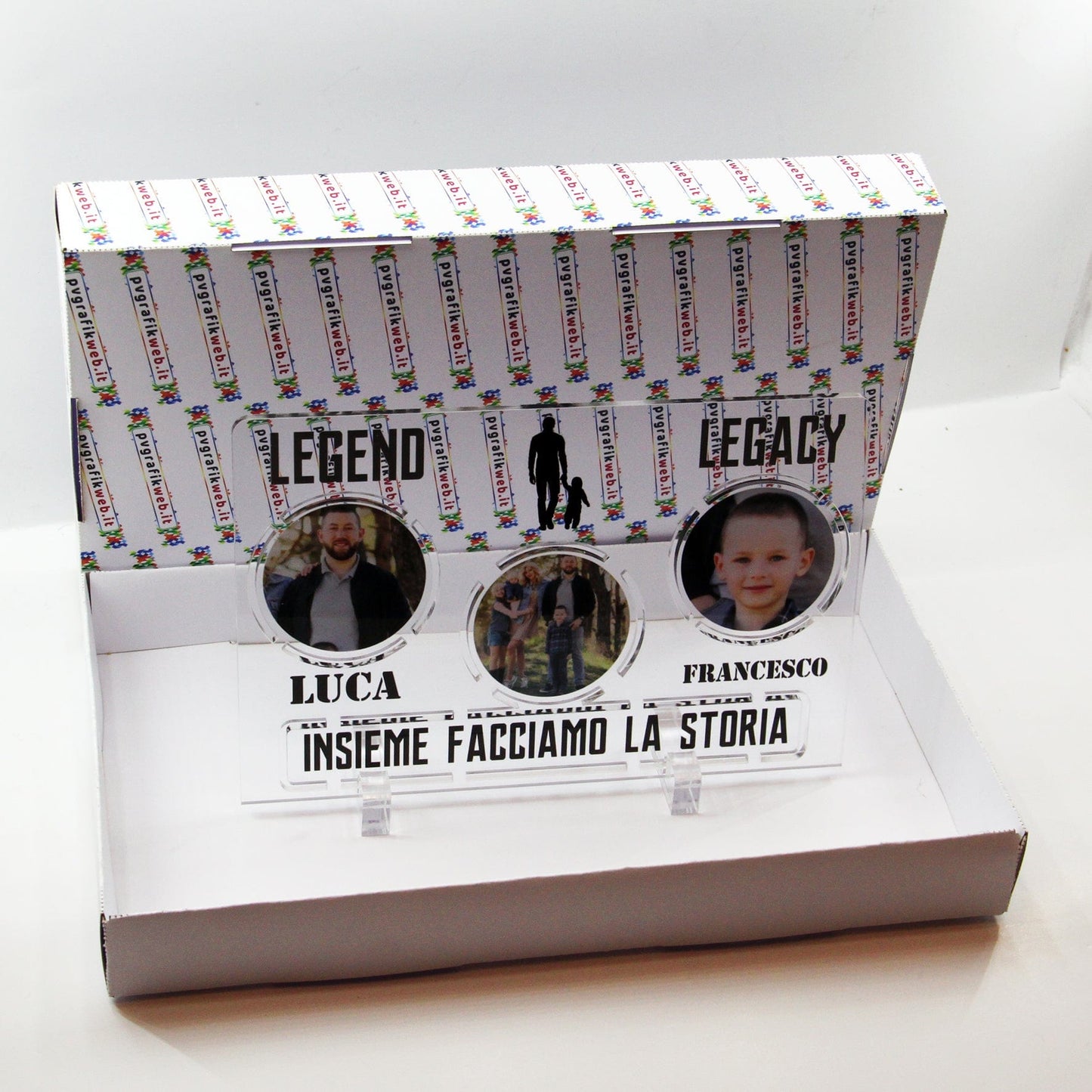 PVGRAFIKWEB Targa festa del papà in plexiglass con foto " LEGEND & LEGACY " | Spedizione Gratuita