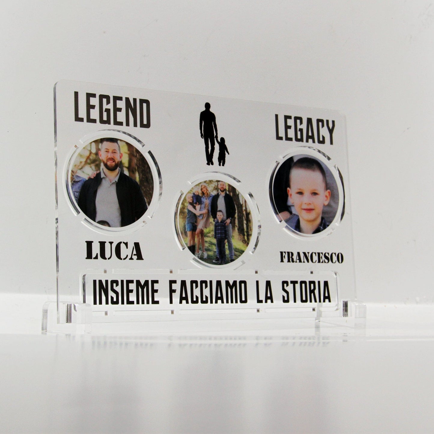 PVGRAFIKWEB Targa festa del papà in plexiglass con foto " LEGEND & LEGACY " | Spedizione Gratuita