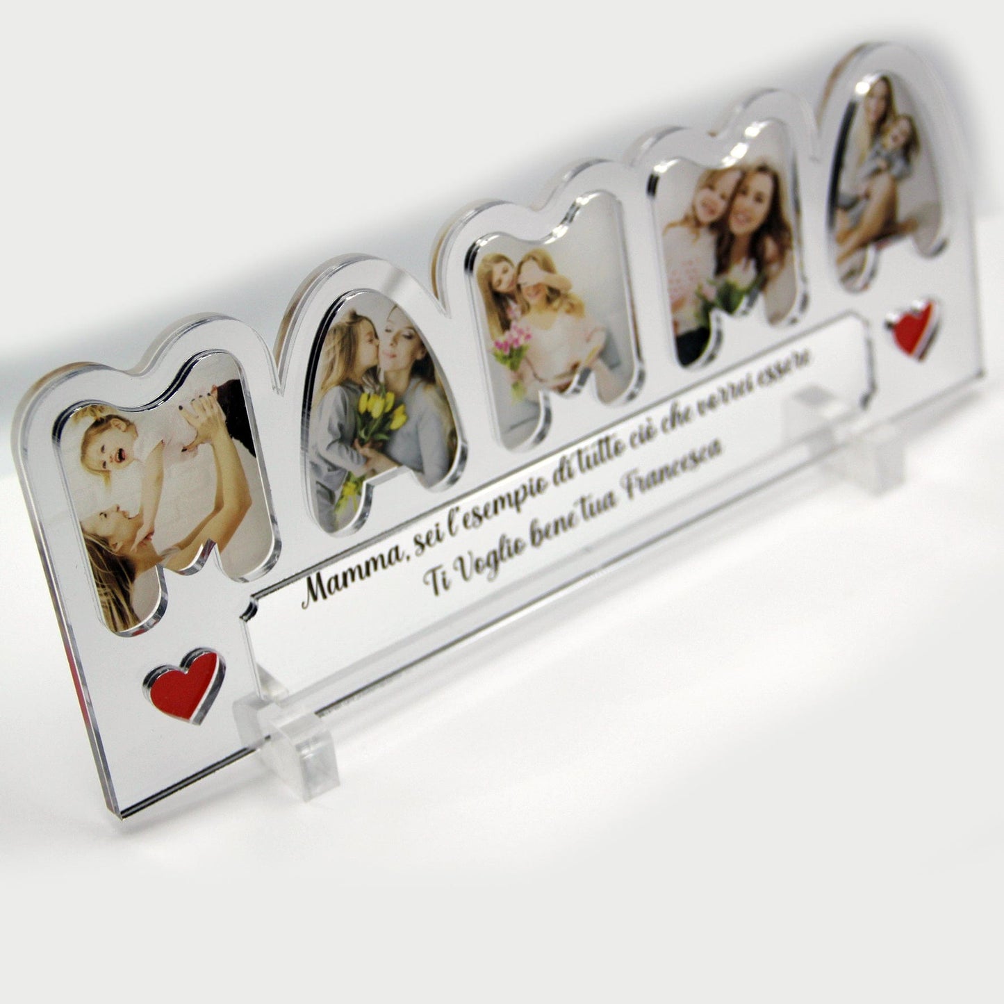 PVGRAFIKWEB Targa in plexiglass Mamma con 5 foto e dedica | SPEDIZIONE GRATUITA | Argento
