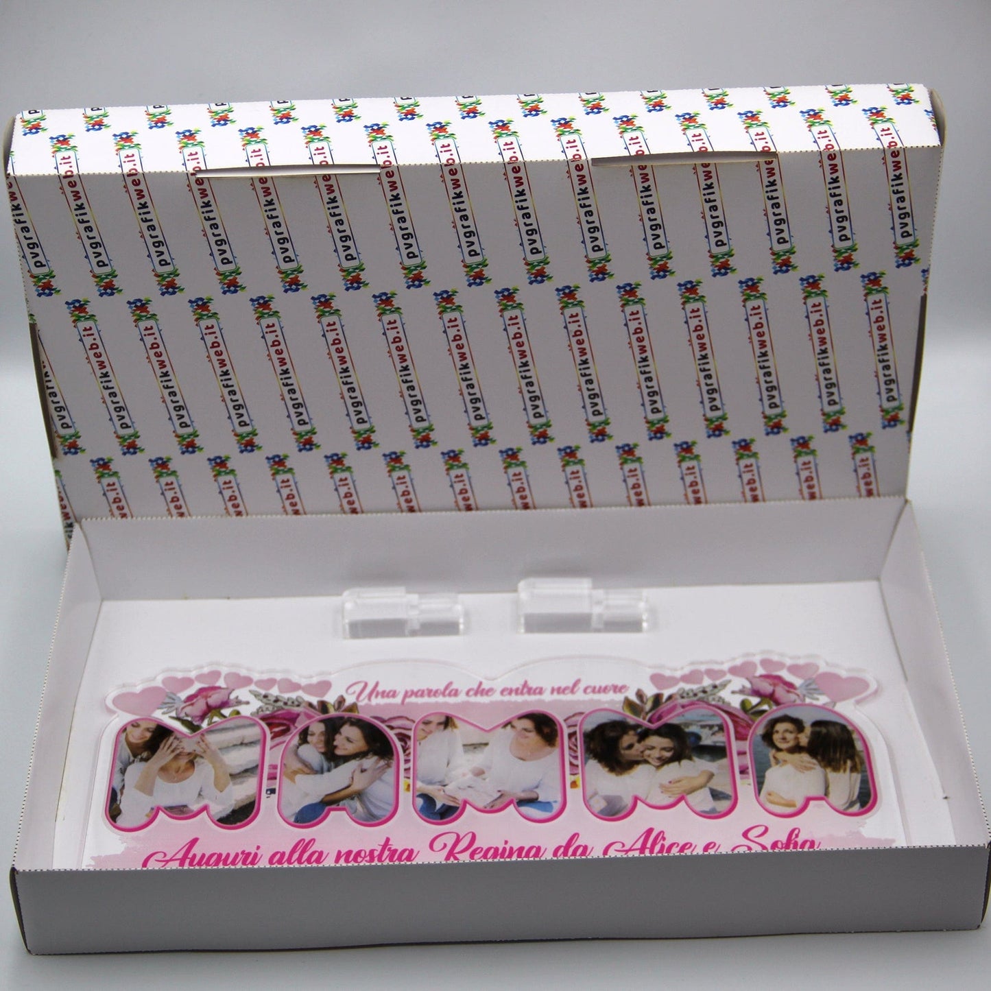 PVGRAFIKWEB Targa in plexiglass Mamma con 5 foto e dedica | SPEDIZIONE GRATUITA | Flower