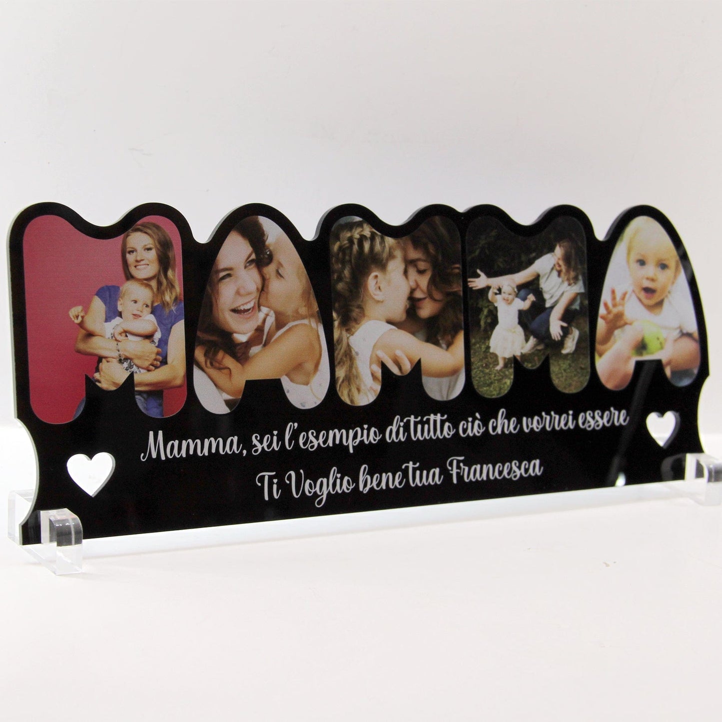 PVGRAFIKWEB Targa in plexiglass Mamma con 5 foto e dedica | SPEDIZIONE GRATUITA | Nera