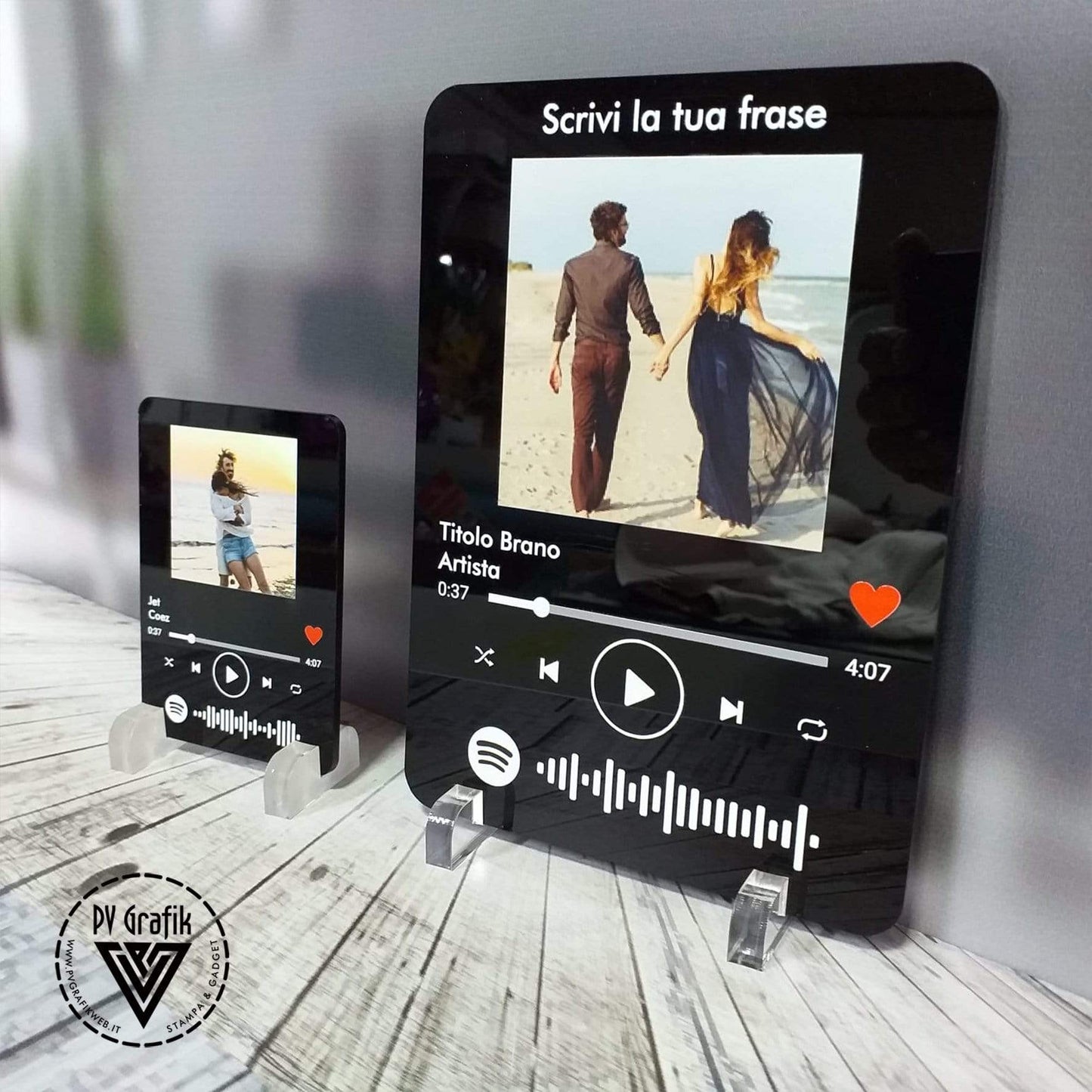 PVGRAFIKWEB TARGA SPOTIFY PERSONALIZZATA NERA IN PLEXIGLASS
