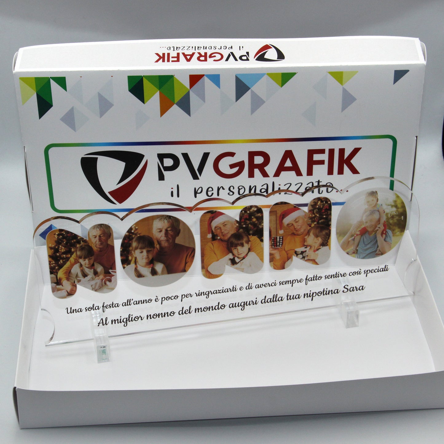 Festa dei Nonni Quadro in Plexiglass con 5 foto 25x10 | Spedizione Gratuita | Nonno Trasparente