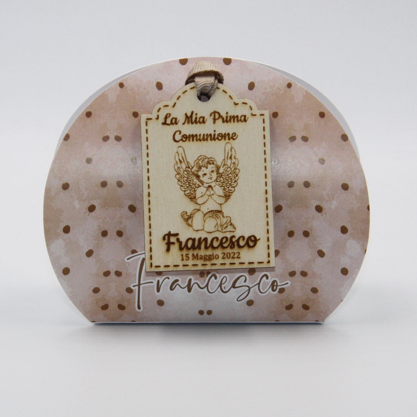 Tag in Legno Personalizzato per Bomboniera, Scatola, Sacchettino | Angelo mod. 1