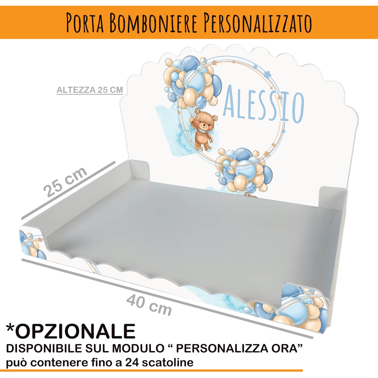 Pz 24+24 | Scatola Portaconfetti personalizzata con nome e data n. 24 scatole confetti + 24 Bigliettini Bomboniera, nastrino per chiusura incluso |  Modello 59