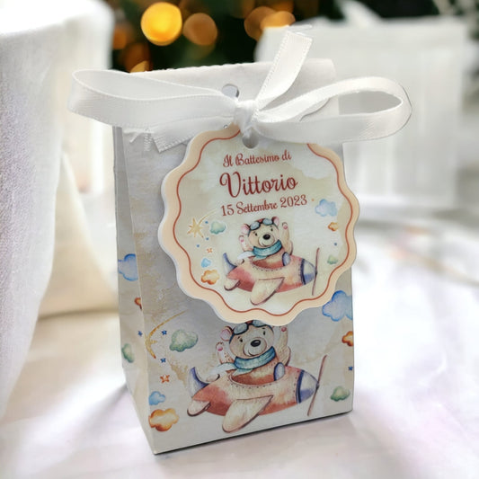 Calamita Personalizzata per Bomboniera Nascita o Battesimo da 24 pz (Aereo 27) | Spedizione Gratuita