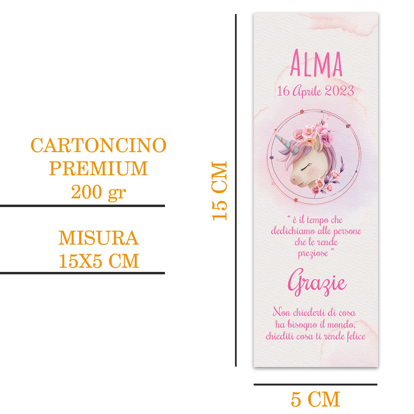 Segnaposto Battesimo Personalizzato in Cartoncino Martellato 15x5 | Modello 47