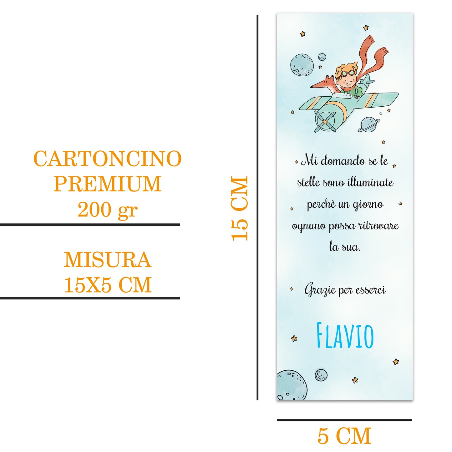 Segnaposto Battesimo Personalizzato in Cartoncino Martellato 15x5 | P.P 04