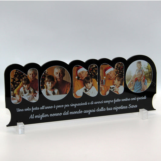Regalo Festa dei Nonni Quadro in Plexiglass con 5 foto 25x10 | Spedizione Gratuita | Nonno Nero