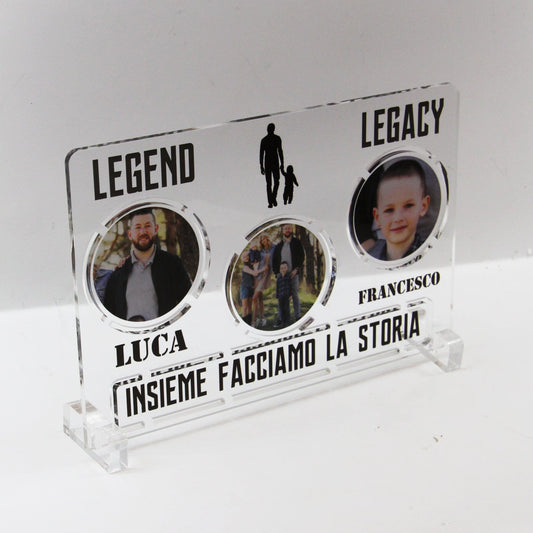 PVGRAFIKWEB Targa festa del papà in plexiglass con foto " LEGEND & LEGACY " | Spedizione Gratuita