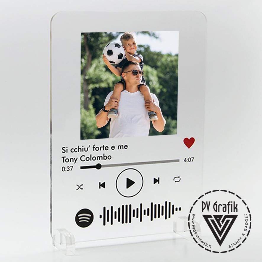 PVGRAFIKWEB Targa in plexiglass con foto e codice spotify  | regalo festa del papà