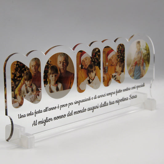 Festa dei Nonni Quadro in Plexiglass con 5 foto 25x10 | Spedizione Gratuita | Nonno Trasparente