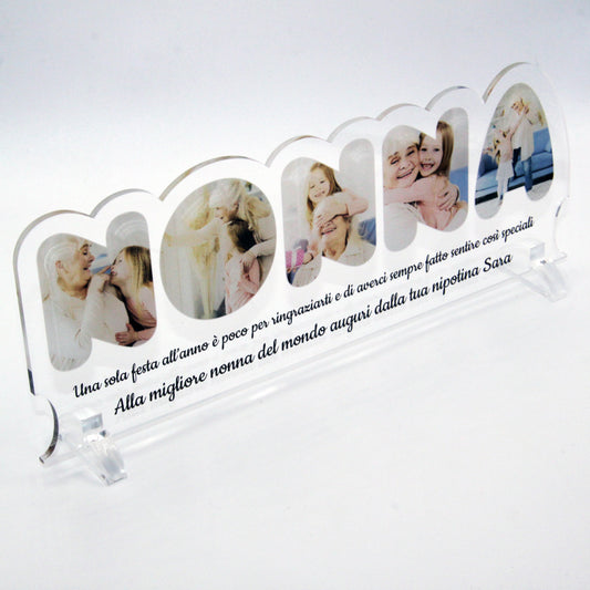 Festa dei Nonni Quadro in Plexiglass con 5 foto 25x10 | Spedizione Gratuita | Nonna Trasparente